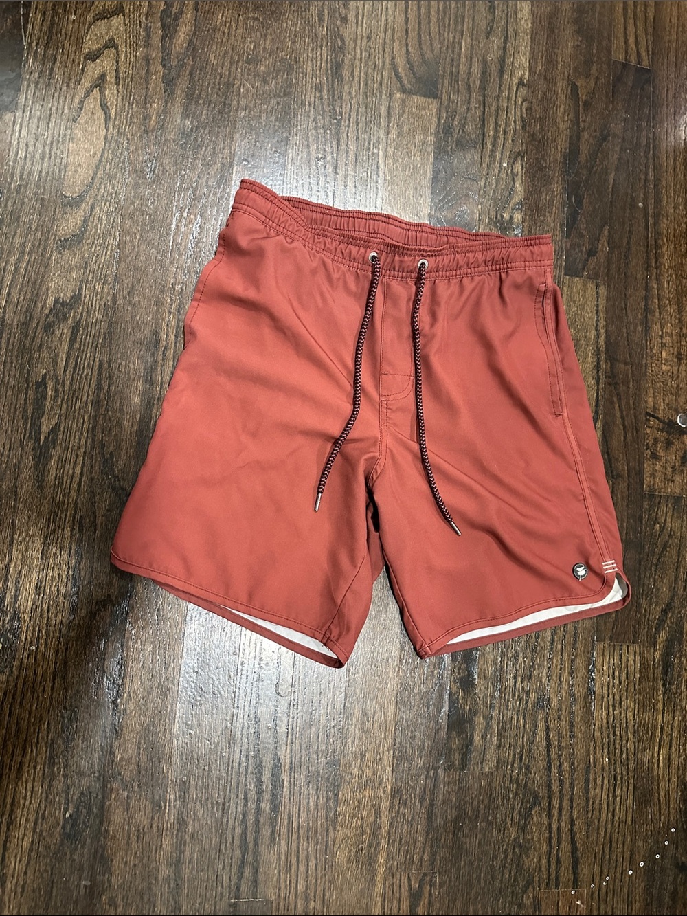 Men's Rust Red  jetty Swim Shorts with Drawstring. Size 30